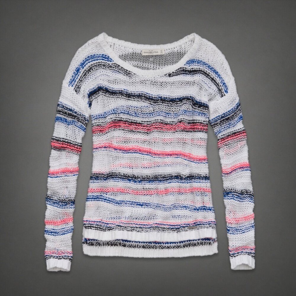 Abercrombie Multicolored Slouchy Striped Knit Open Stitch Sweater | Indie Sleaze